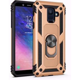 Coque Samsung Galaxy A6 2018 Avec Aimant Anneau Support, 360° Double Couche Renforcée Défense Bumper Antichoc Armure Housse Etui Avec Protection Écran Pour Samsung Galaxy A6 2018, Or