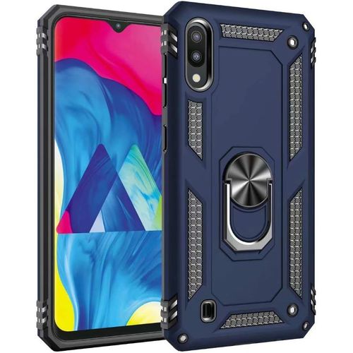 Coque Samsung Galaxy M10 Avec Aimant Anneau Support, 360° Double Couche Renforcée Défense Bumper Antichoc Armure Housse Etui Avec Protection Écran Pour Samsung Galaxy M10, Bleu