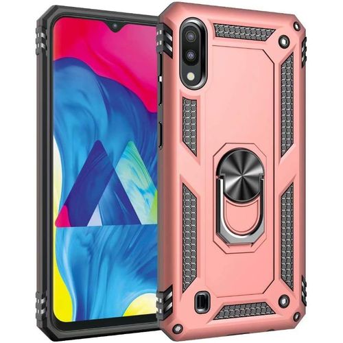 Coque Samsung Galaxy M10 Avec Aimant Anneau Support, 360° Double Couche Renforcée Défense Bumper Antichoc Armure Housse Etui Avec Protection Écran Pour Samsung Galaxy M10, Or Rose