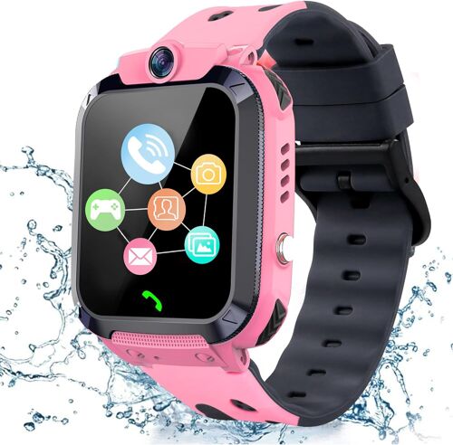 JGD-Montre Connectée Enfant GPS Téléphone, Montre GPS Enfant Garçons Filles avec Appel Bidirectionnel Voice Chat Familial SOS IP68 Caméra Jeux Mode Classe Réveil, Montre Intelligente Enfants Cadeau