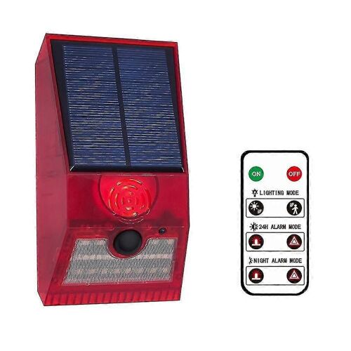 Lumière D'alarme Solaire, Avec Détecteur De Mouvement, Avec Télécommande Rouge