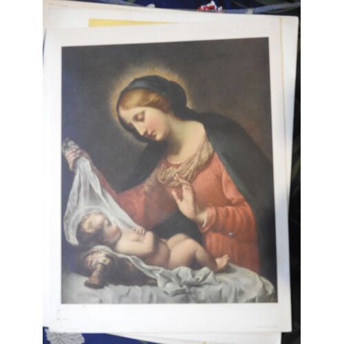 Estampe La Vierge Contemplant L Enfant / Roberto Hoesch Milano
