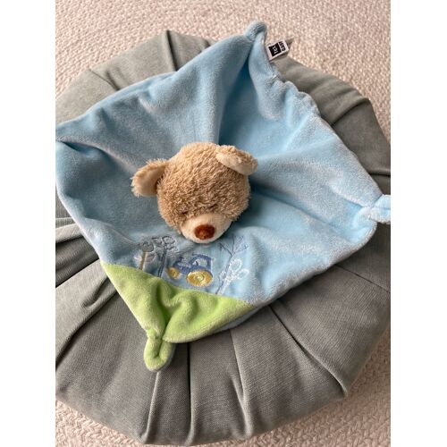 Doudou Peluche Ours Bleu Tex Tracteur Brodé 