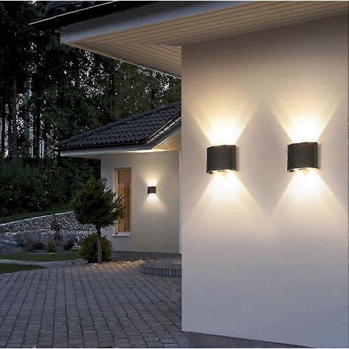6w Led Applique Murale Aluminium Noir Coque Lumière Chaude Downlight Décoratif