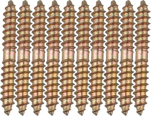 10 x boulons de cheville de fixation de meubles - M6 x 50 mm tête à double extrémité - bois à bois