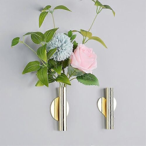 2piece Creative Golden Flower Wall Hanging Vase Salon Entrée Mur Arrière-plan Décoration Diy