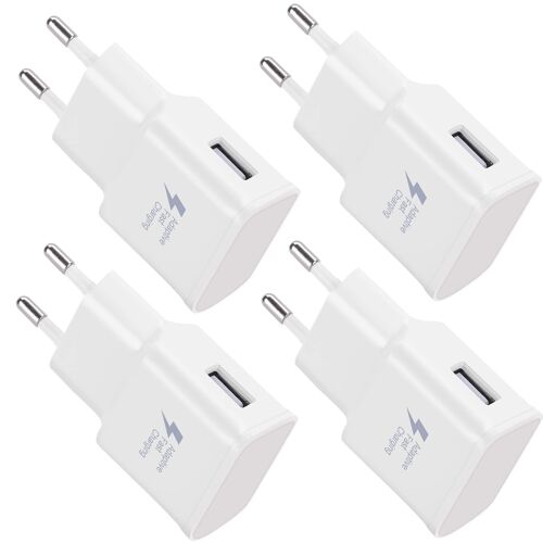 Lot De 4 Chargeurs Usb Adaptateur De Prise De Courant De Remplacement Chargeur Rapide D'origine Pour Samsung Galaxy S8 S8 Plus S9 S9 Plus S10 S10 Plus S10e 5g S5 S6 S7 S7 Plus A50 A51 A30 A20 Z Flip3