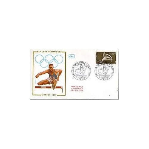 Enveloppe 1er Premier Jour D'émission La Poste Cef - Xxe Jeux Olympiques Munich 1972 Paris 8 Juillet 1972