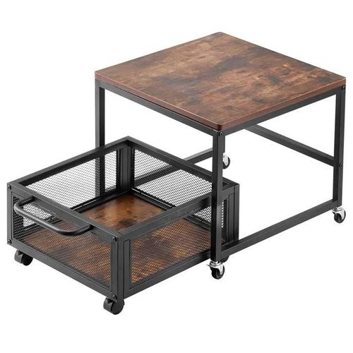 Support de Mini-réfrigérateur-Duoku-Capacité 198 lb-Chariot de Rangement Mobile et Roulettes Pivotantes-Marron Foncé