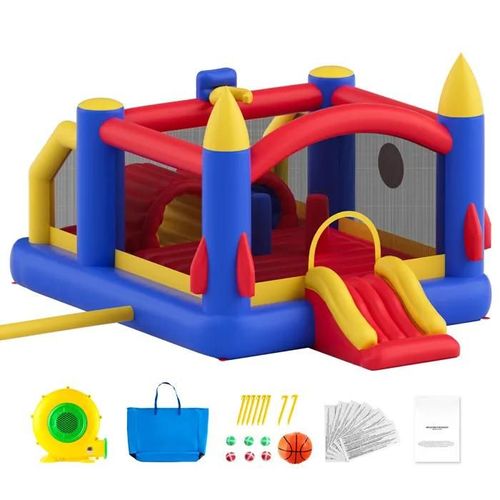 Maison Gonflable-Duoku-Loisirs En Plein Air-160 X 94 X 96 Pouces-Avec Souffleur Toboggan-Pour Les 3 À 8 Ans