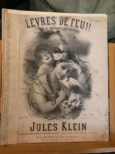 Jules Klein Levres De Feu Valse Romantique Pour Piano Partition Éd. Colombier
