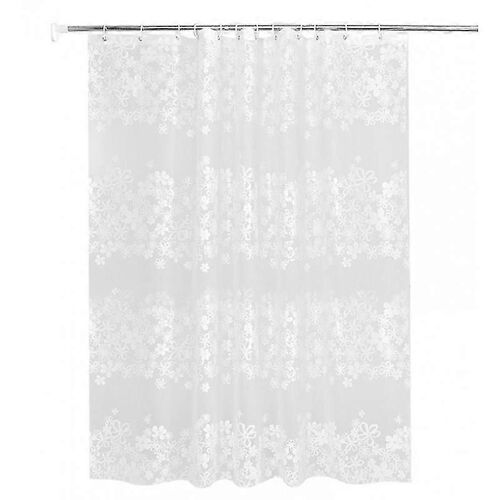 Rideau de douche imperméable à la moisissure Polyester Tissu lavable Rideau de douche textile lavable pour baignoire ou salle de bain Douche Rideaux Crochets Blanc (200 * 180cm)