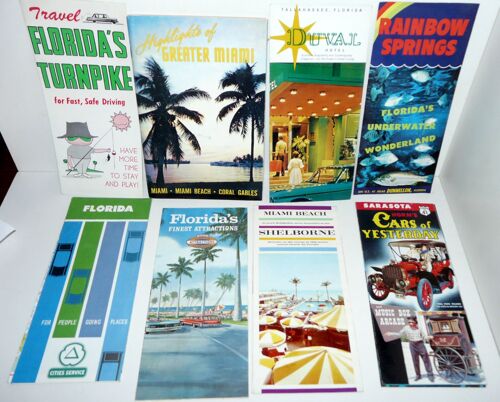 Lot De Brochures Et Cartes, Visite De La Floride, Miami Beach, Saratosa 1962/1963