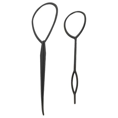 2 Pcs Topsy Tail Hair Styler Coiffure Cheveux Twister Caisse Claire Boucle Noir