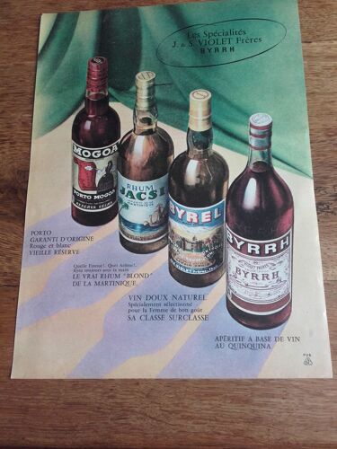 Publicité Année 1950/1960 Les Spécialités J & S Violet Frères Byrrh