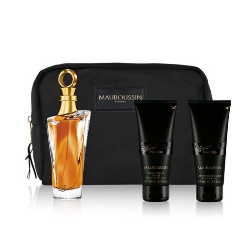 Mauboussin - Coffret Prestige 2022 Elixir Pour Elle : Eau De Parfum 100ml, Douche Précieuse 100ml, Lait Parfumé 100ml & Trousse De Toilette 