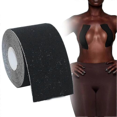 Ruban adhésif à seins, ruban adhésif pour mamelons, ruban adhésif imperméable à l'eau, ruban adhésif élastique confortable, adhésif sans bretelles collant (taille, couleur: 5cm * 5m-noir)