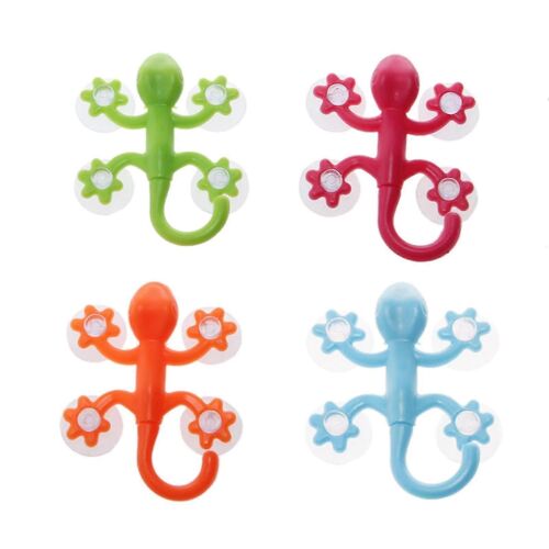 Gecko Puissant Plastique Quatre Ventouses Crochet Cintre Mural Décoration Salle de Bain