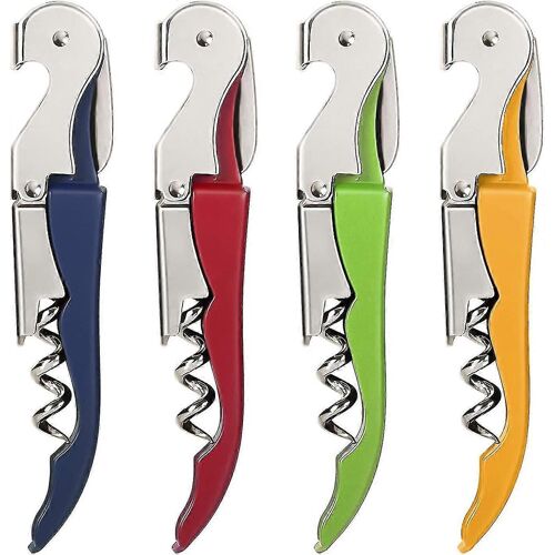Ouvre-Vin En Tire-Bouchon Chromé Robuste Avec Coupe-Papier D'aluminium, Clé À Vin Professionnelle 4pack