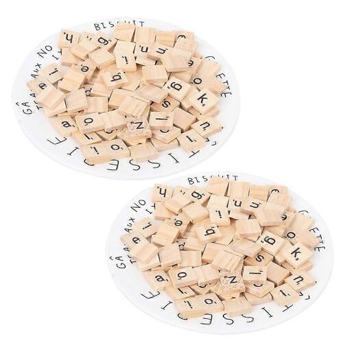 2 Set Tuiles En Bois Puzzle Blocs Artisanat Outils Éducatifs Artisanat pour 26 Alphabet AnglaisMinuscule Alphabet Anglais Plaque De Bois Mixte Ensemble