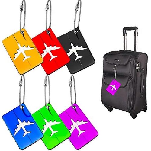 Étiquette De Bagages 6 Pcs Alliage D'aluminium Valise Étiquettes De Bagages En Métal Étiquettes Avec Nom Étiquette D¿adresse Pour Pour Prévenir La Perte De Bagages D¿avion Sac À Main (6