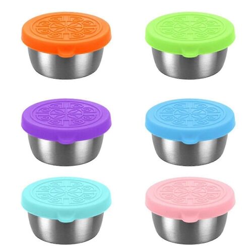 Paquet De 6 Contenants De Vinaigrette À Emporter, Petits Contenants De Condiments Réutilisables De 40 Ml Avec Couvercles, Silicone Étanche
