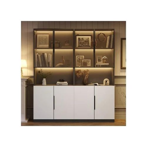 Vitrine Minimaliste Moderne Avec Portes En Verre, Vitrine Avec Éclairage Led 30*160*200 Cm