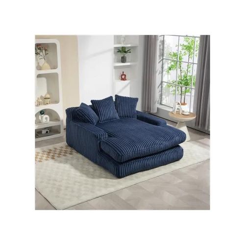 Canapé-Lit Avec 3 Coussins Moelleux, Canapé-Lit Confortable Pour Salon, Appartement Et Bureau (Bleu Marine)