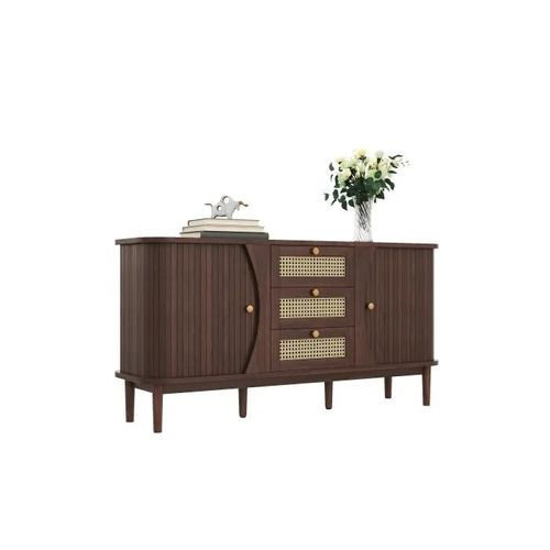 Sideboard, Armoire En Rotin Avec Tiroirs, Commode Avec Portes Coulissantes