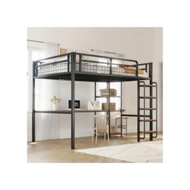 140*200 Cm Lit Superposé En Métal, Échelle De Sécurité Avec Escalier, Noir