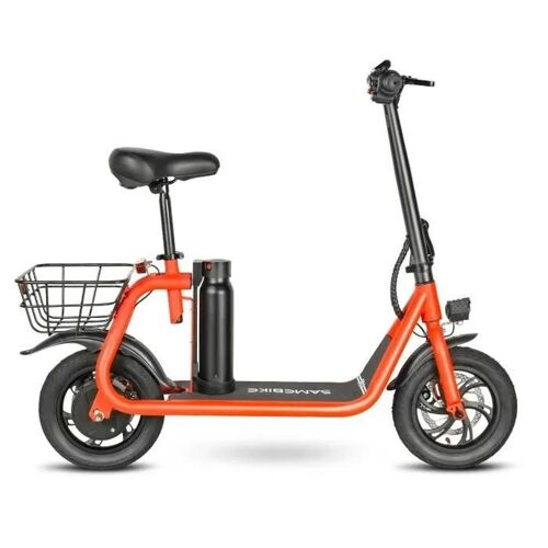 Samebike-Samebike Sm-C01 Trottinette Électrique Pliable Avec Siège,Motor 350w,Battery 36v 10.4ah,12"-Avec Panier,Rouge