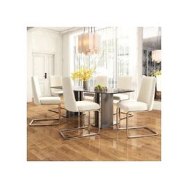 Chaises De Salle À Manger En Velours, Ensemble De 6, Dossier En Forme De Diamant, Pieds En Métal Argenté, Beige