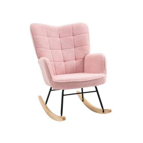 Chaise longue de chambre, capacité de 120 kg, imitation peau d'agneau, couleur rose