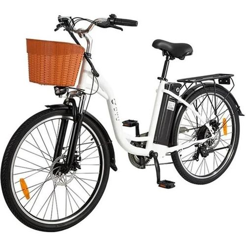Vélo Électrique - Dyu C6 - Roues 26" - Moteur 350w - Batterie 36v 12.5ah - Shimano 7 Vitesses - Autonomie Maximale 70km - Blanc