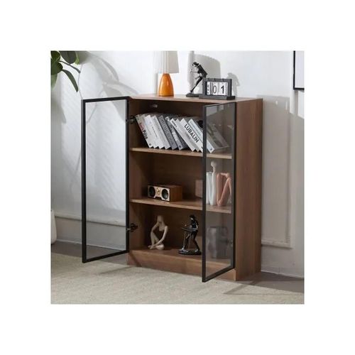 Vitrine Éclairée, Vitrine Verticale Multifonctionnelle Avec 3 Étagères, Meuble De Salon D32/H106/L80 Cm