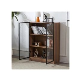 Vitrine Éclairée, Vitrine Verticale Multifonctionnelle Avec 3 Étagères, Meuble De Salon D32/H106/L80 Cm
