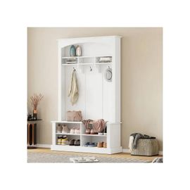 Kit Vestiaire Avec 3 Crochets Et Rangement Ouvert, Blanc, H190/B120/T40 Cm