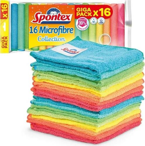 Spontex Microfibre Collection | Microfibres Multi-Usages | 16 Chiffons De Nettoyage En Microfibre
