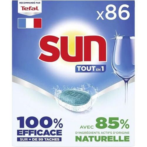 SUN - pastilles lave-vaisselle Tout en 1 Regular - 86 tablettes - avec 85% d'ingrédients d'origine naturelle