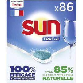 SUN - pastilles lave-vaisselle Tout en 1 Regular - 86 tablettes - avec 85% d'ingrédients d'origine naturelle