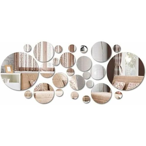 Miroir Autocollant - RYTTGOP - 26 pcs - Argenté - Acrylique - Décoration Murale