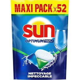 SUN - Optimum Pastilles Lave-Vaisselle Tout en 1-52 capsules - nettoyage impeccable