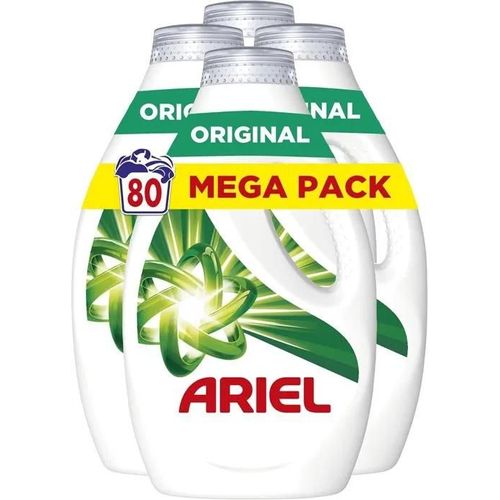 Ariel Lessive Liquide 4 bouteilles de 20 lavages (80 Lavages au total) Original Élimine Les Taches Incrustées