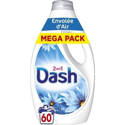 Dash 2en1 Lessive Liquide Envolée d'Air, 60 Lavages, Avec Lenor, Parfum Brise Marine et Fleurs Fraîches