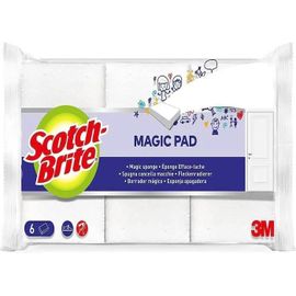 Scotch-Brite Éponge magique efface tache, 6 par lot - Élimine les taches et les saletés tenaces sans produits chimiques, Blanc