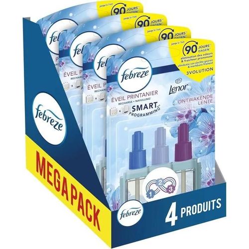 Febreze 3Volution Diffuseur Électrique de Parfum, 4 x 20ml, Eveil Printanier, Élimination Des Odeurs Maison