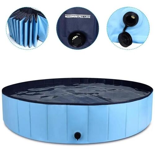 Piscine Pour Grands Chiens Et Petits Chiens - Pataugeoire Pliable Et Transportable - 80 X 20 Cm - Animaux De Compagnie, Enfants