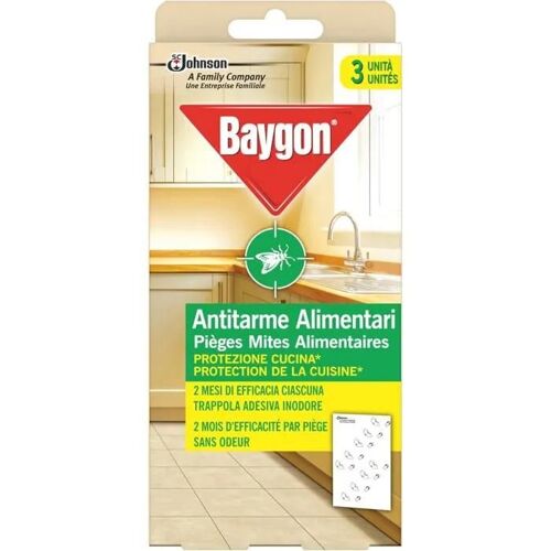 Baygon Anti-Mites - Piège Mites Alimentaires - Jusqu'à 8 Semaines d'Efficacité - 3 Pièges