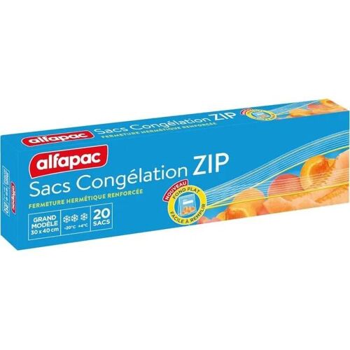Alfapac - Sacs Congélation À Fermeture Zip - Hermétiques & Réutilisables - Protecteurs & Conservateurs - 20 X 6l