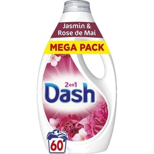 DASH Lessive Liquide 2en 1 Jasmin & Rose de Mai le bidon de 2700ml